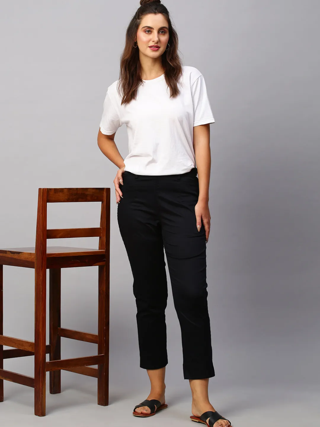 Women Cottonworld Trousers^Women's Cotton Lycra Regular Fit Pant
