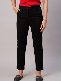Women Cottonworld Trousers^Women's Cotton Lycra Slim Fit Pant