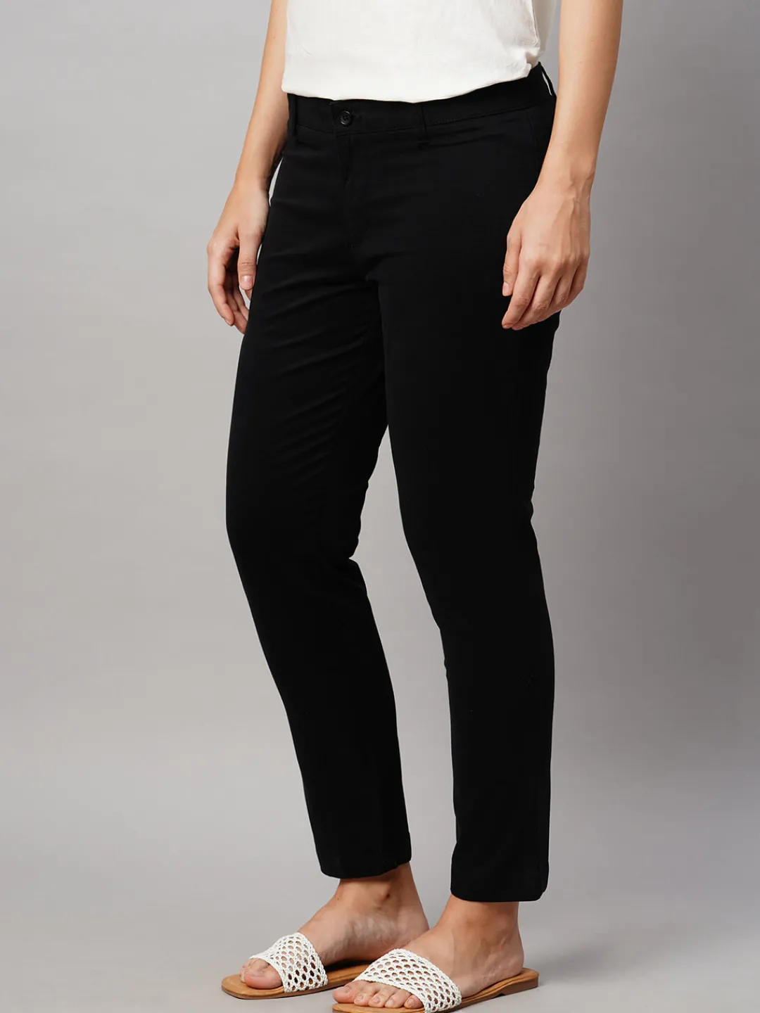 Women Cottonworld Trousers^Women's Cotton Lycra Regular Fit Pant