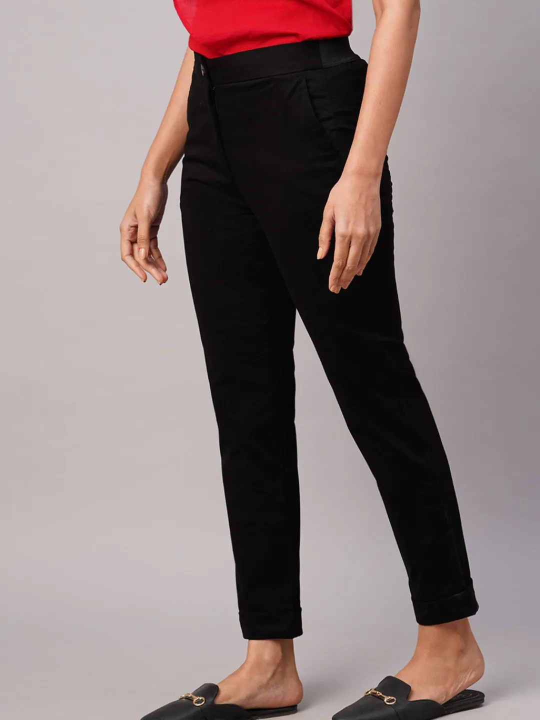 Women Cottonworld Trousers^Women's Cotton Lycra Slim Fit Pant