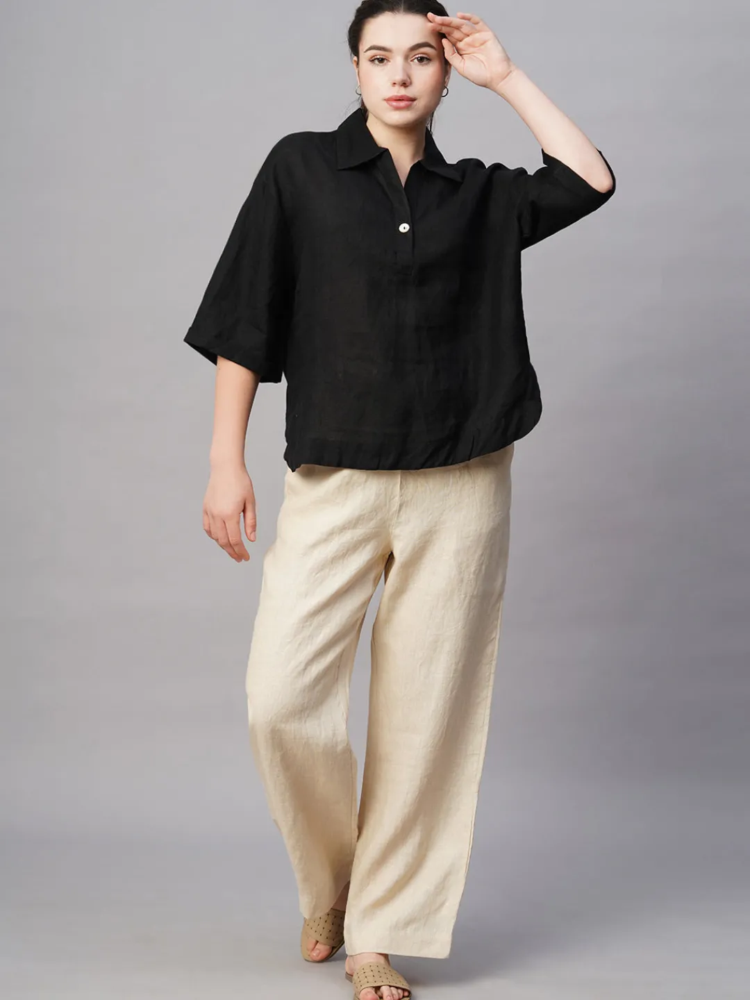 Women Cottonworld Tops & Shirts | Tops & Shirts^Women's Linen Boxy Fit Blouse