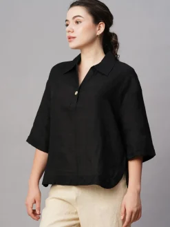 Women Cottonworld Tops & Shirts | Tops & Shirts^Women's Linen Boxy Fit Blouse