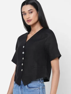 Women Cottonworld Tops & Shirts | Tops & Shirts^Women's Linen Regular Fit Blouse