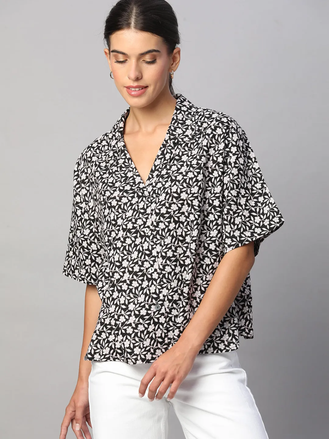 Women Cottonworld Tops & Shirts | Tops & Shirts^Women's Linen Viscose Boxy Fit Blouse