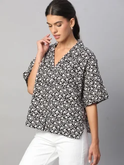 Women Cottonworld Tops & Shirts | Tops & Shirts^Women's Linen Viscose Boxy Fit Blouse