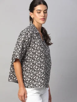 Women Cottonworld Tops & Shirts | Tops & Shirts^Women's Linen Viscose Boxy Fit Blouse