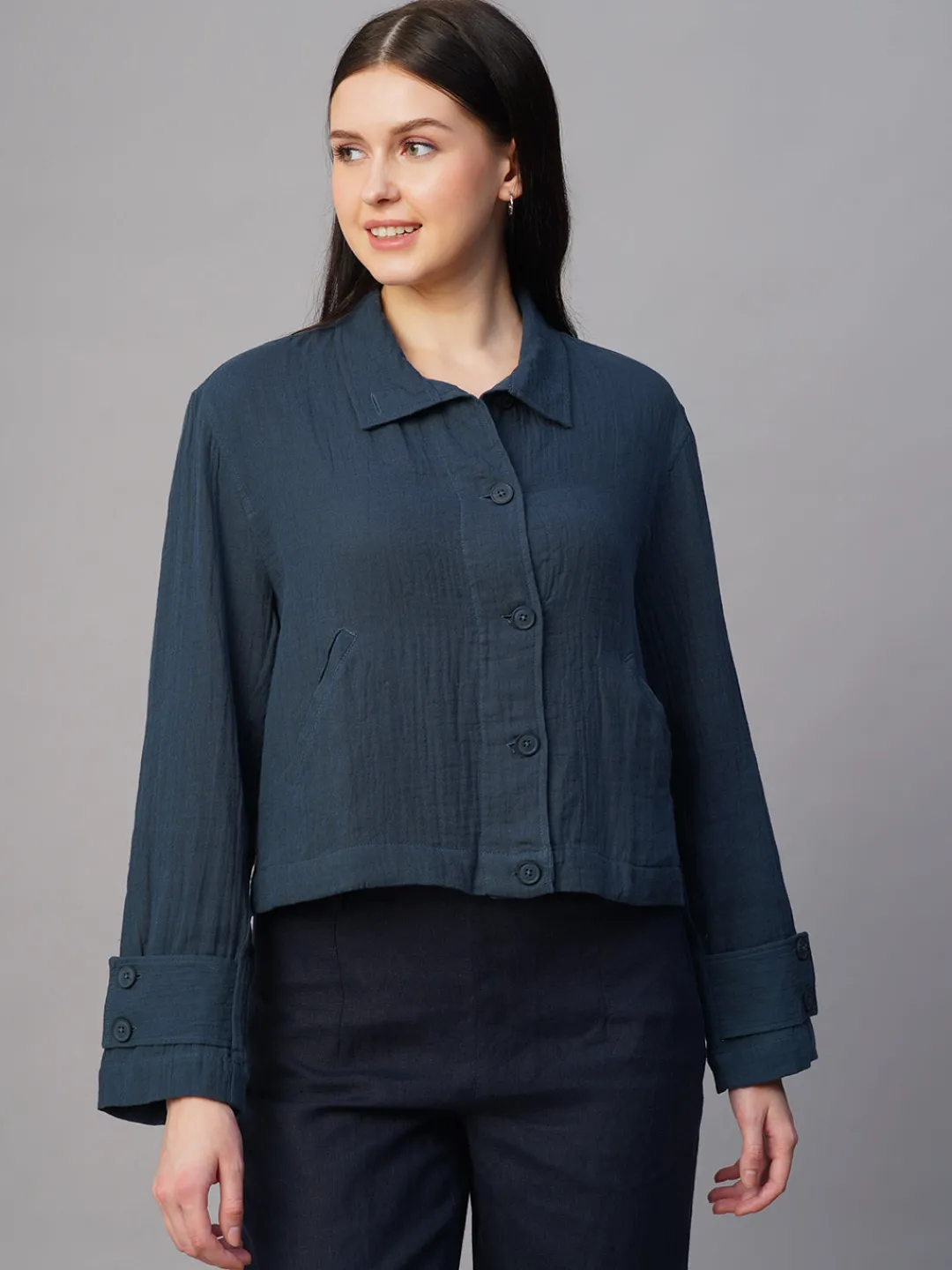Women Cottonworld Jackets^Women's 100% Cotton Boxy Fit Jacket