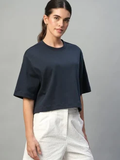 Women Cottonworld Round Neck^Women's 100% Cotton Boxy Fit Tshirt