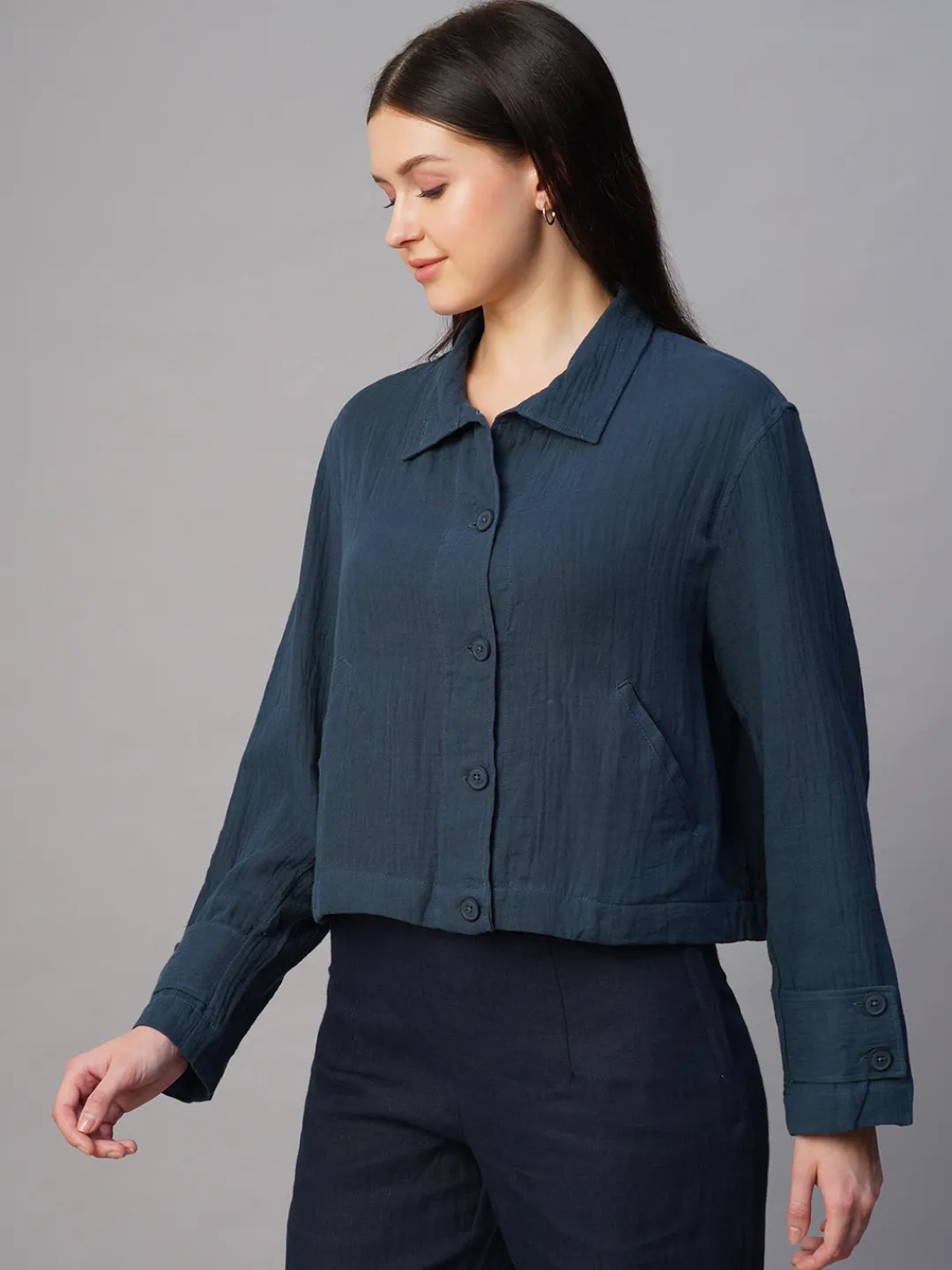 Women Cottonworld Jackets^Women's 100% Cotton Boxy Fit Jacket