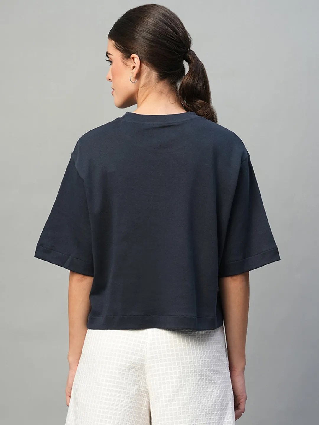 Women Cottonworld Round Neck^Women's 100% Cotton Boxy Fit Tshirt