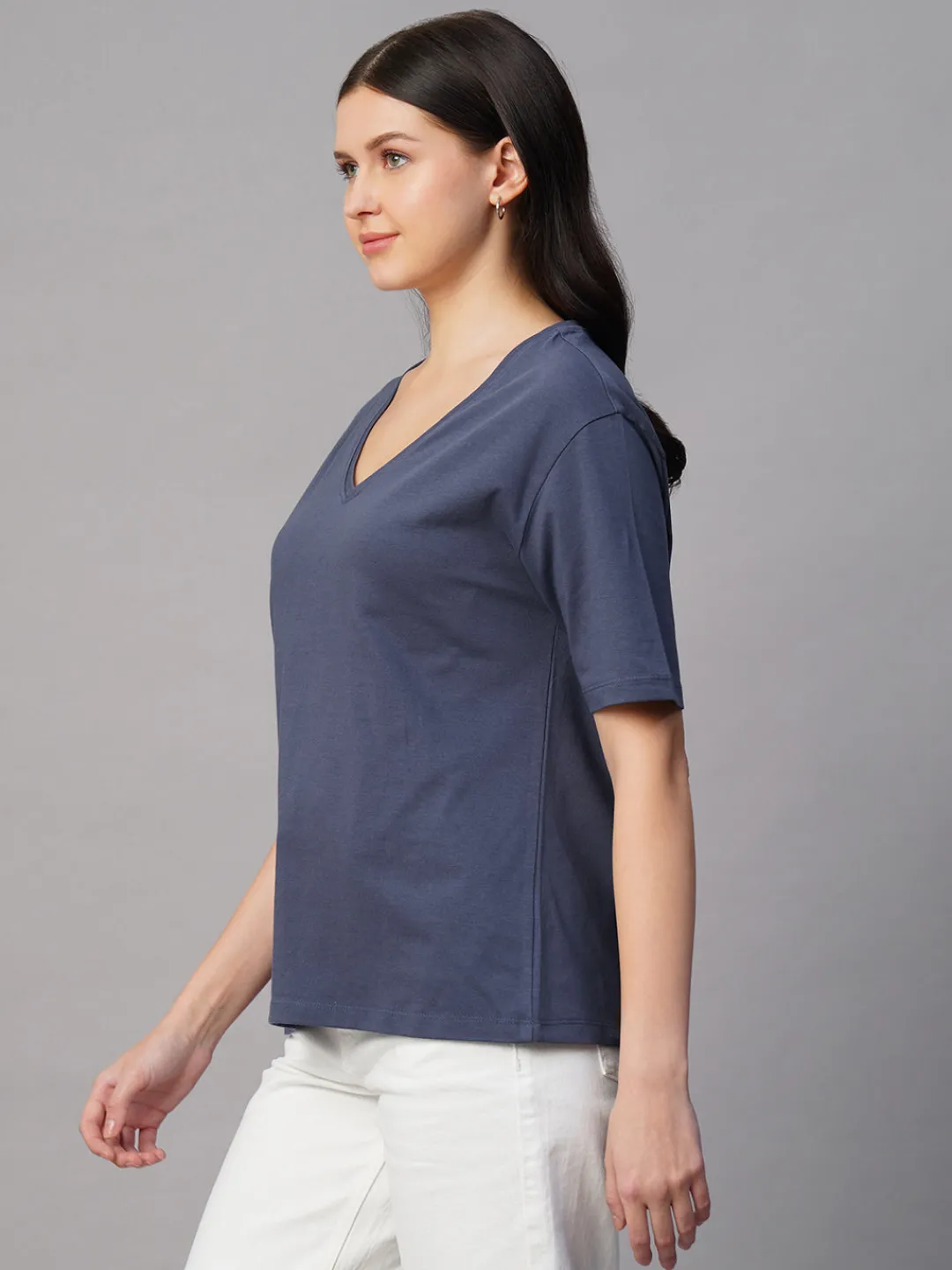 Women Cottonworld V-Neck | Regular Fit^Women's 100% Cotton Regular Fit Tshirt