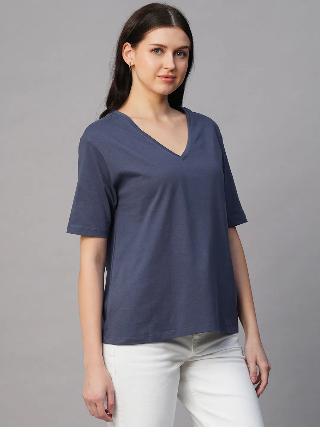 Women Cottonworld V-Neck | Regular Fit^Women's 100% Cotton Regular Fit Tshirt