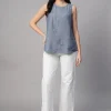 Women Cottonworld Tops & Shirts | Tops & Shirts^Women's 100% Linen Regular Fit Blouse