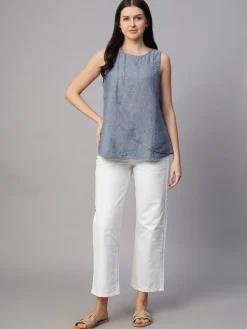 Women Cottonworld Tops & Shirts | Tops & Shirts^Women's 100% Linen Regular Fit Blouse