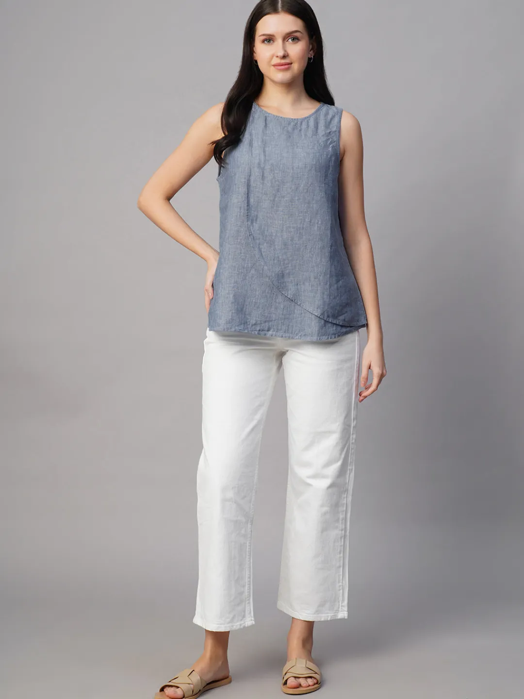 Women Cottonworld Tops & Shirts | Tops & Shirts^Women's 100% Linen Regular Fit Blouse