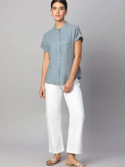 Women Cottonworld Tops & Shirts | Tops & Shirts^Women's 100% Linen Regular Fit Blouse
