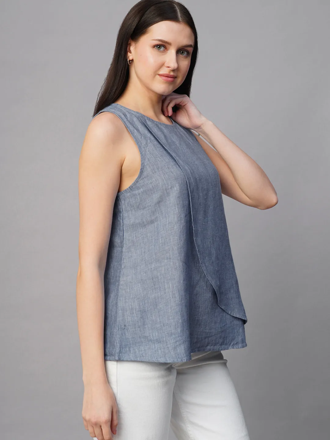 Women Cottonworld Tops & Shirts | Tops & Shirts^Women's 100% Linen Regular Fit Blouse