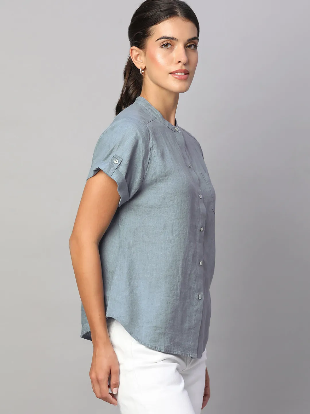 Women Cottonworld Tops & Shirts | Tops & Shirts^Women's 100% Linen Regular Fit Blouse