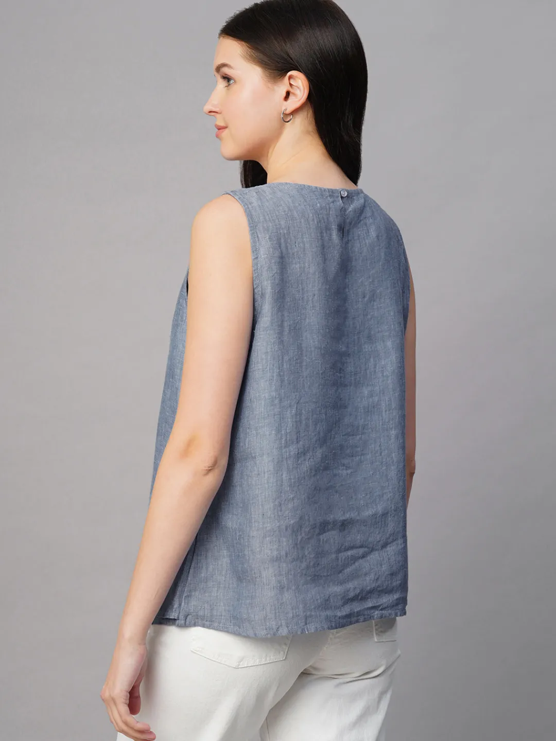 Women Cottonworld Tops & Shirts | Tops & Shirts^Women's 100% Linen Regular Fit Blouse