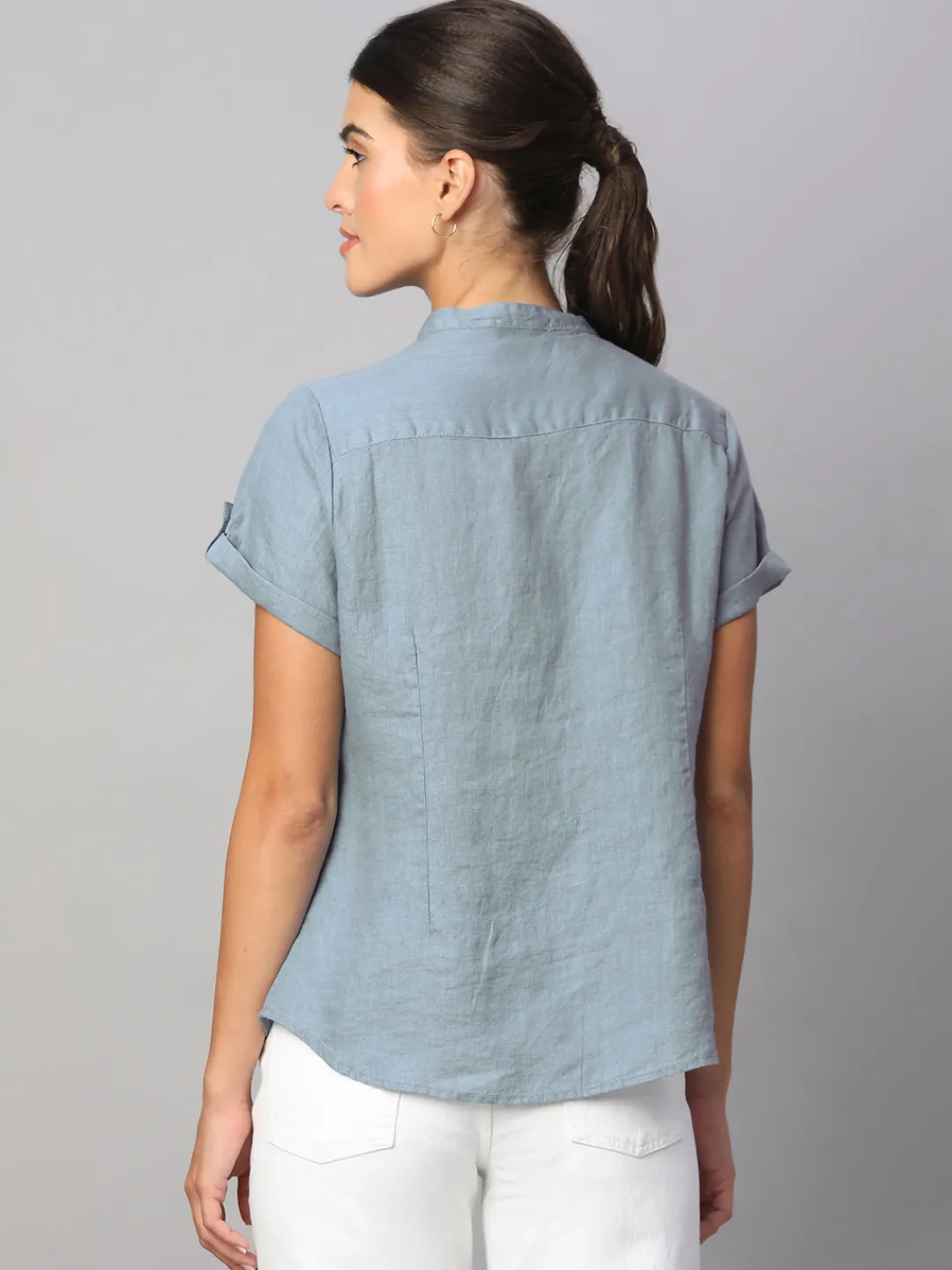 Women Cottonworld Tops & Shirts | Tops & Shirts^Women's 100% Linen Regular Fit Blouse