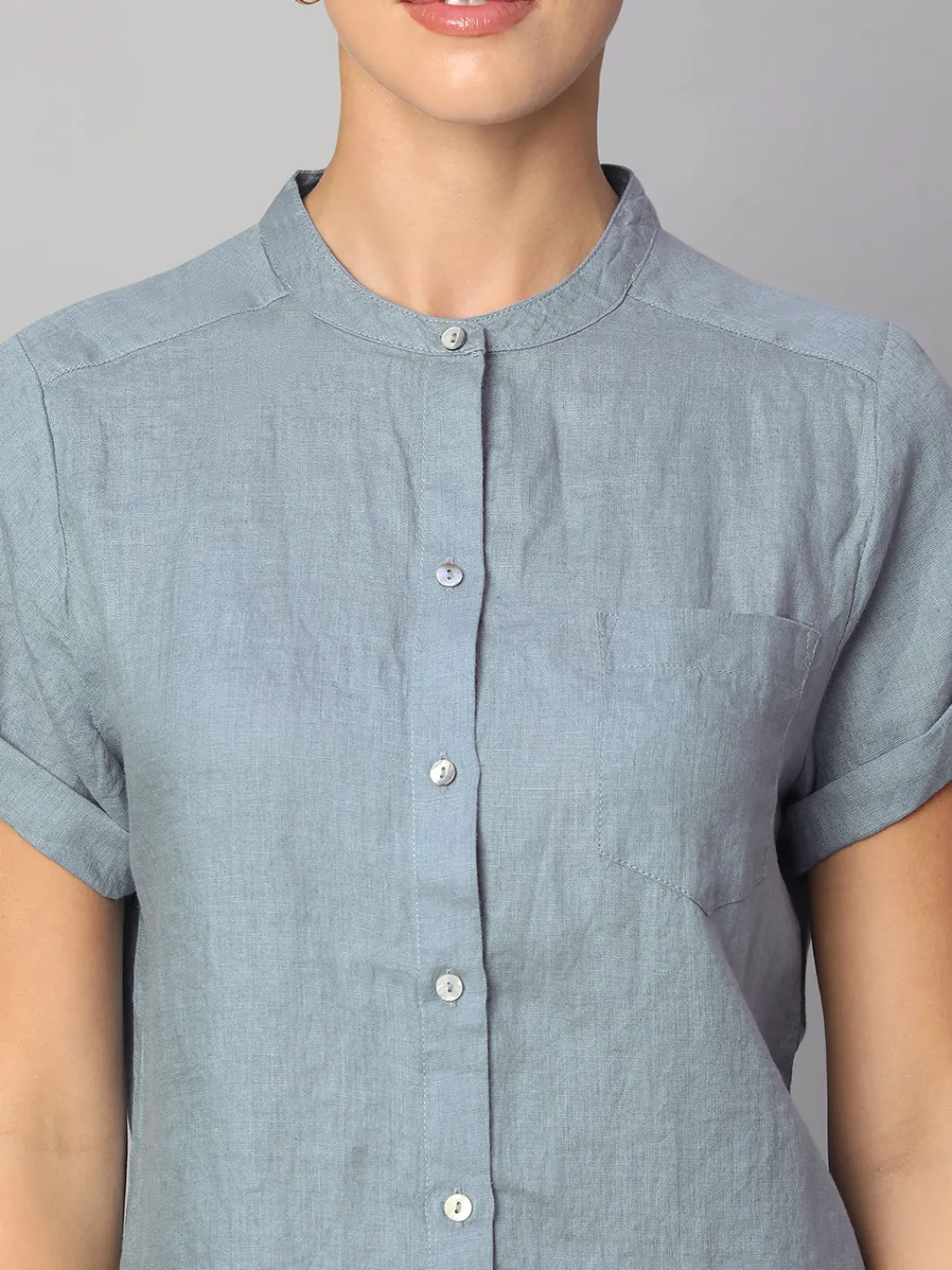 Women Cottonworld Tops & Shirts | Tops & Shirts^Women's 100% Linen Regular Fit Blouse