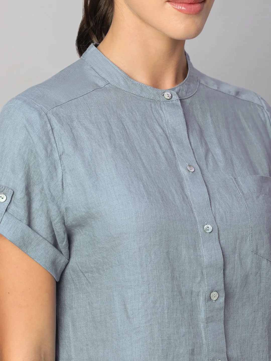 Women Cottonworld Tops & Shirts | Tops & Shirts^Women's 100% Linen Regular Fit Blouse