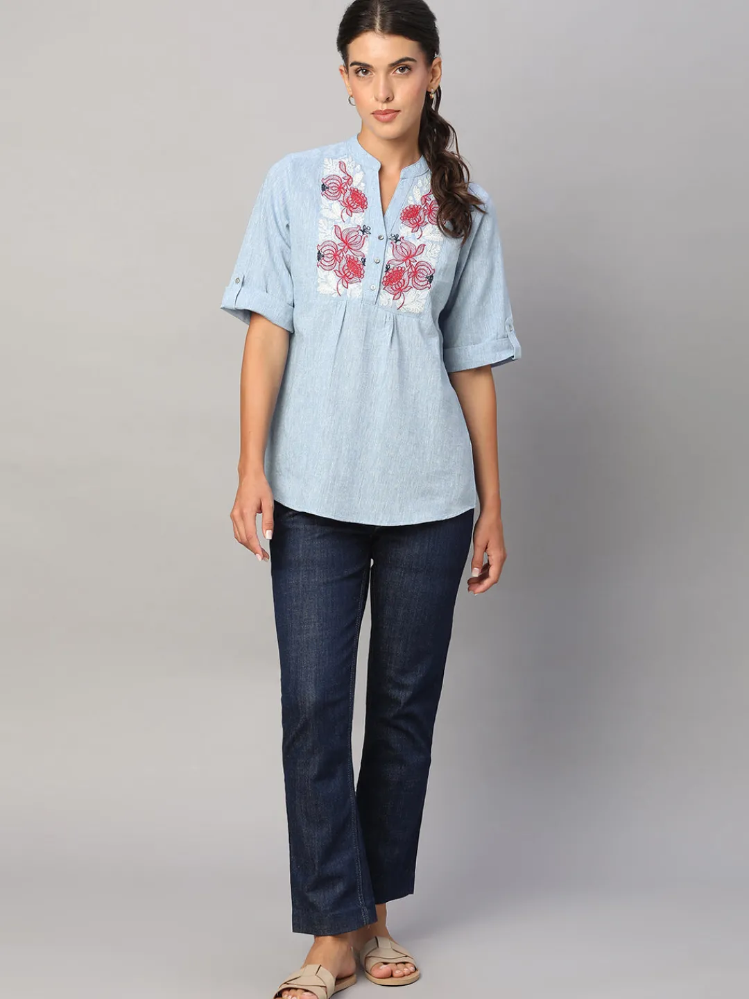 Women Cottonworld Tops & Shirts | Tops & Shirts^Women's Cotton Linen Regular Fit Blouse