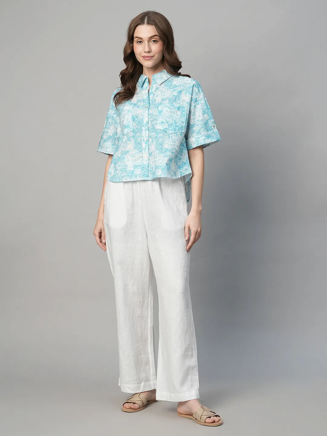 Women Cottonworld Tops & Shirts | Tops & Shirts^Women's Cotton Linen Boxy Fit Blouse