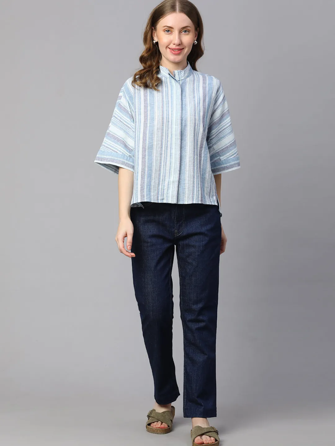 Women Cottonworld Tops & Shirts | Tops & Shirts^Women's Cotton Linen Boxy Fit Blouse