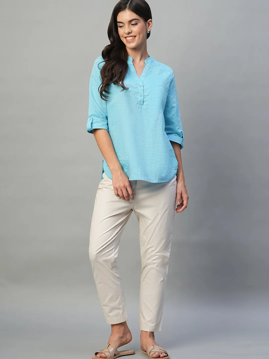 Women Cottonworld Tops & Shirts | Tops & Shirts^Women's Cotton Linen Regular Fit Blouse
