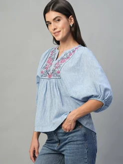 Women Cottonworld Tops & Shirts | Tops & Shirts^Women's Cotton Linen Regular Fit Blouse