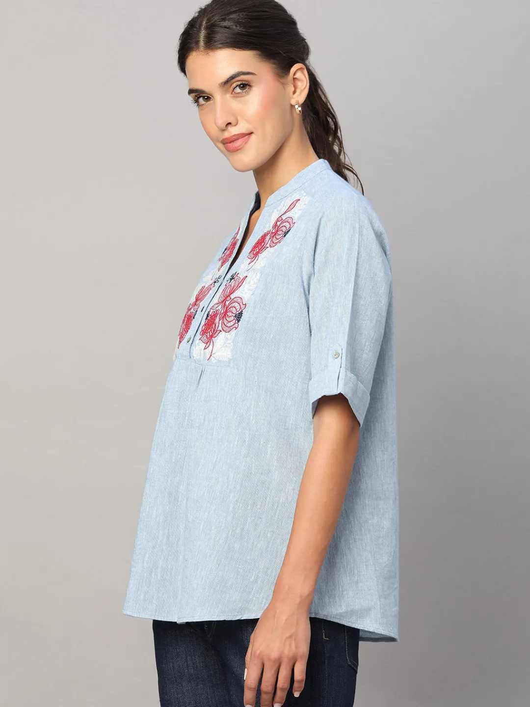 Women Cottonworld Tops & Shirts | Tops & Shirts^Women's Cotton Linen Regular Fit Blouse