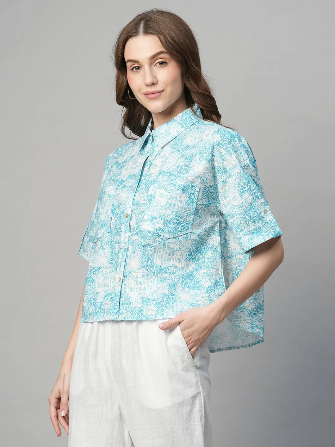 Women Cottonworld Tops & Shirts | Tops & Shirts^Women's Cotton Linen Boxy Fit Blouse