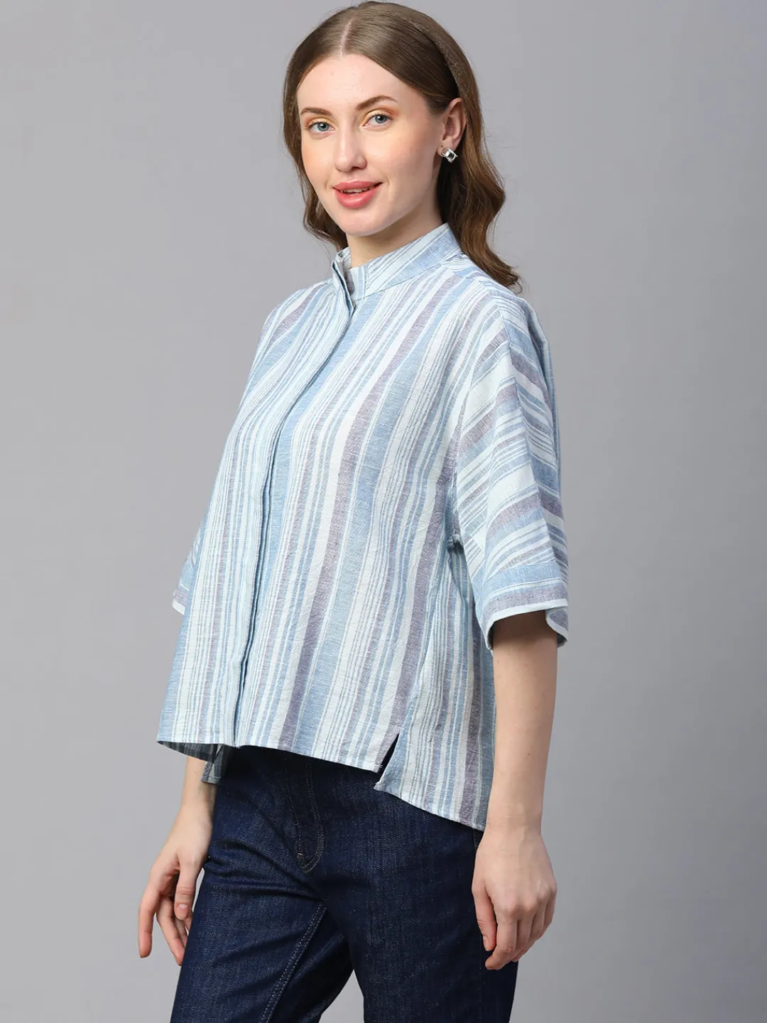 Women Cottonworld Tops & Shirts | Tops & Shirts^Women's Cotton Linen Boxy Fit Blouse