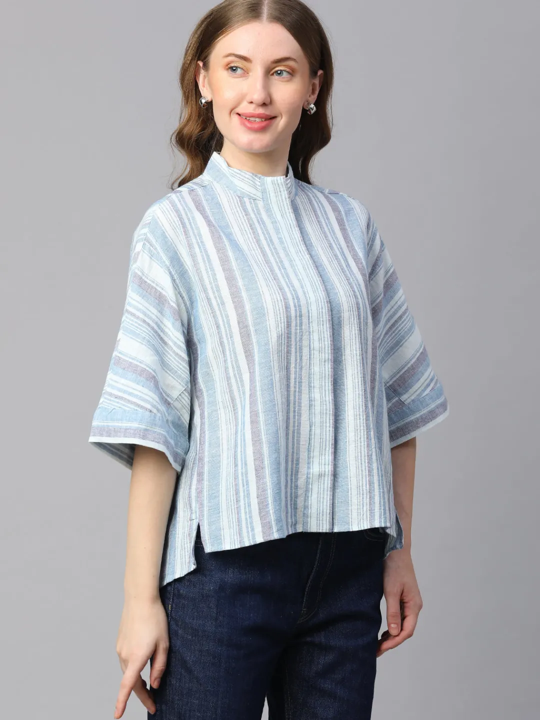 Women Cottonworld Tops & Shirts | Tops & Shirts^Women's Cotton Linen Boxy Fit Blouse