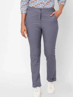 Women Cottonworld Trousers^Women's Cotton Lurex Slim Fit Pant