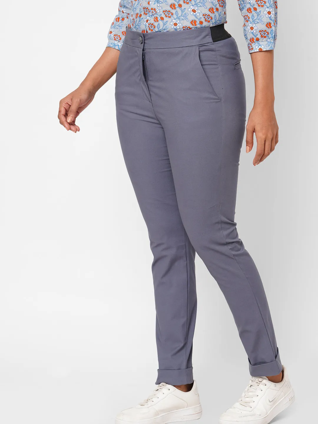 Women Cottonworld Trousers^Women's Cotton Lurex Slim Fit Pant