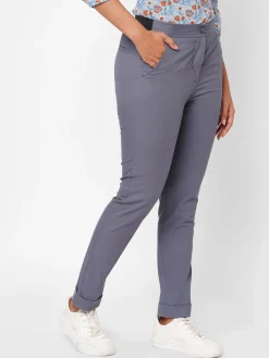 Women Cottonworld Trousers^Women's Cotton Lurex Slim Fit Pant
