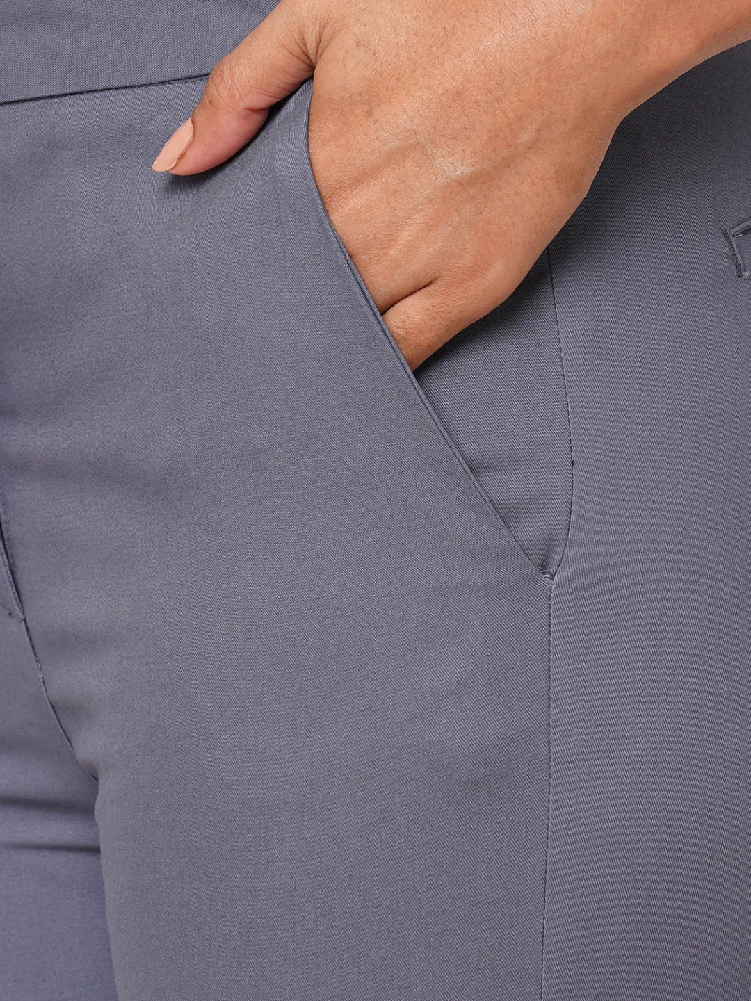 Women Cottonworld Trousers^Women's Cotton Lurex Slim Fit Pant