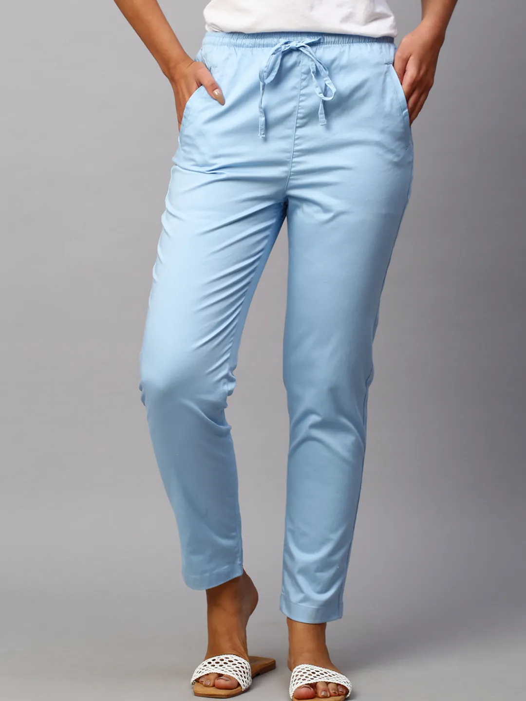 Women Cottonworld Trousers^Women's Cotton Lycra Regular Fit Pant