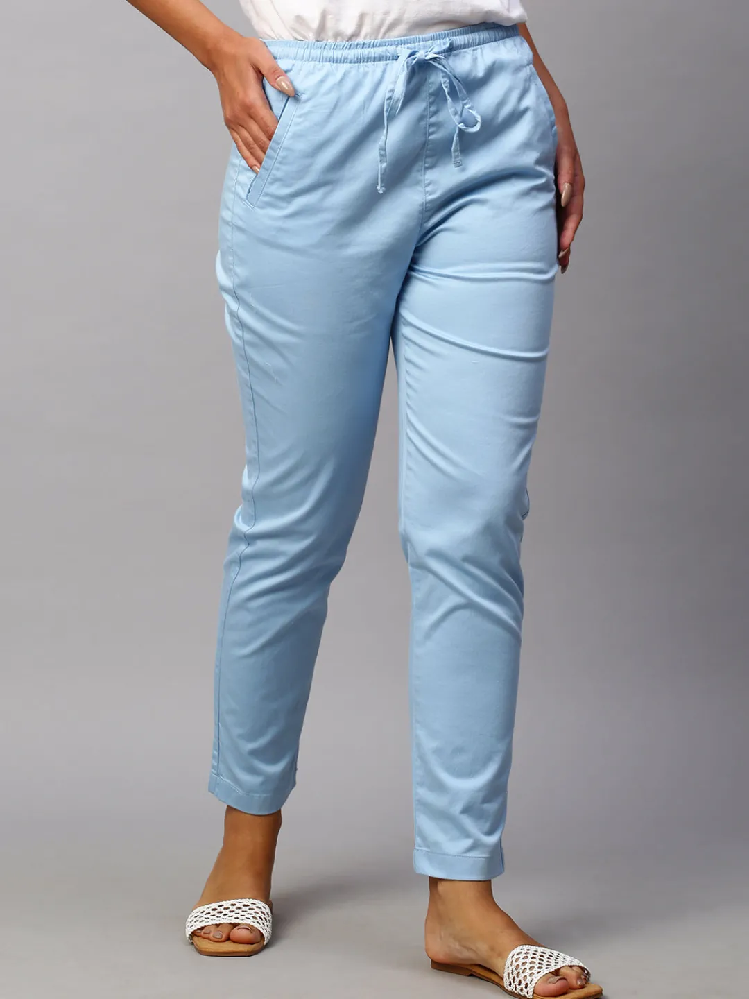 Women Cottonworld Trousers^Women's Cotton Lycra Regular Fit Pant