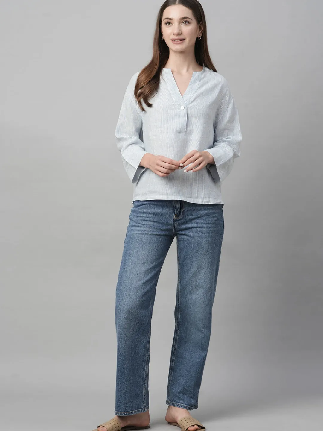 Women Cottonworld Tops & Shirts | Tops & Shirts^Women's Linen Boxy Fit Blouse