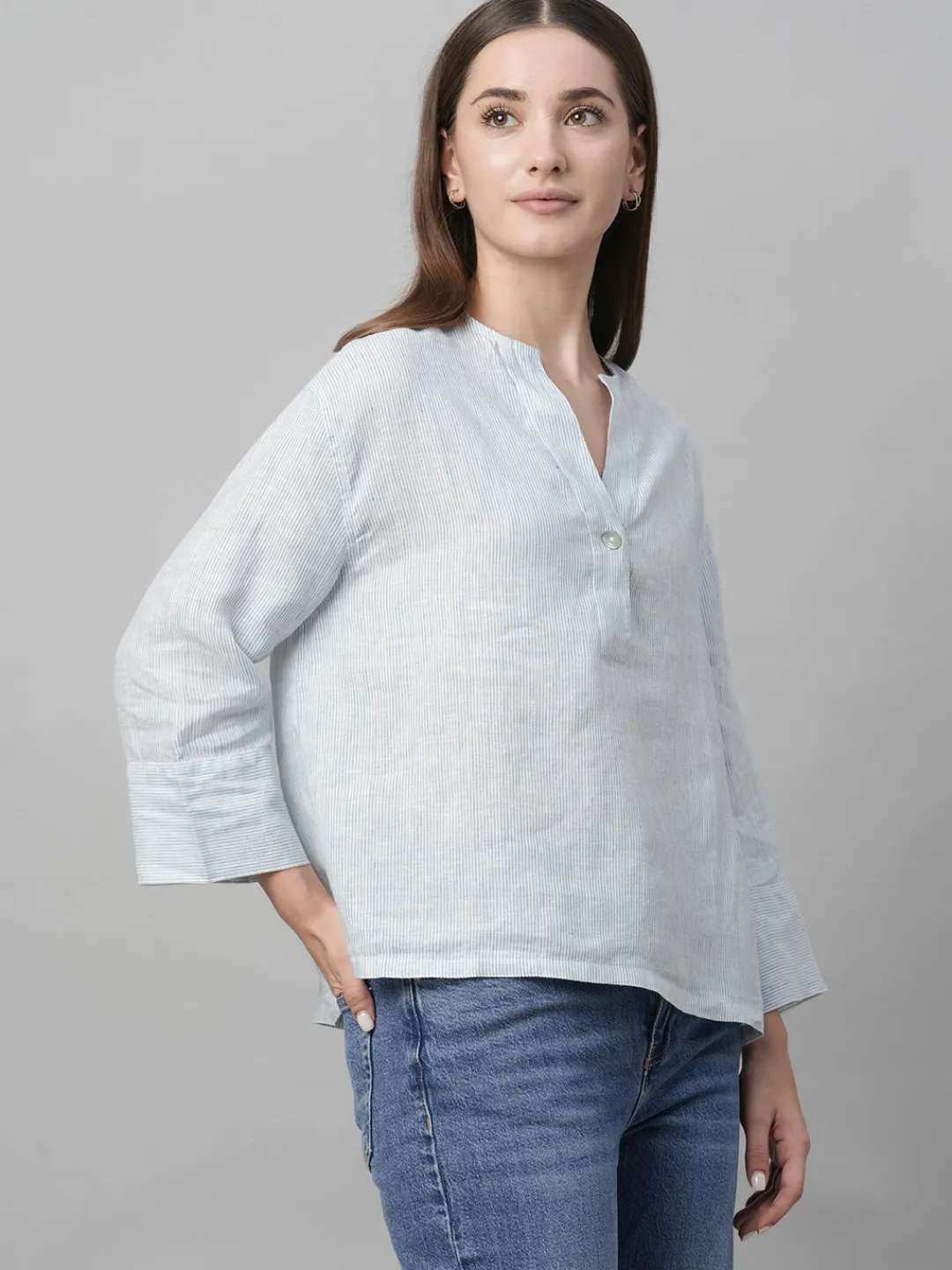 Women Cottonworld Tops & Shirts | Tops & Shirts^Women's Linen Boxy Fit Blouse