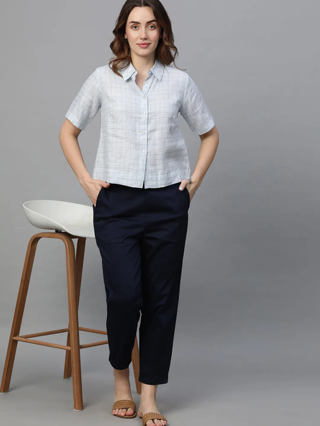 Women Cottonworld Tops & Shirts | Tops & Shirts^Women's Linen Regular Fit Blouse