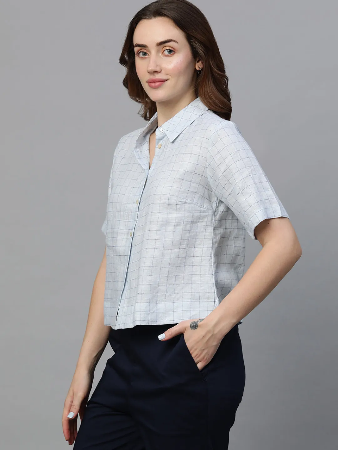 Women Cottonworld Tops & Shirts | Tops & Shirts^Women's Linen Regular Fit Blouse