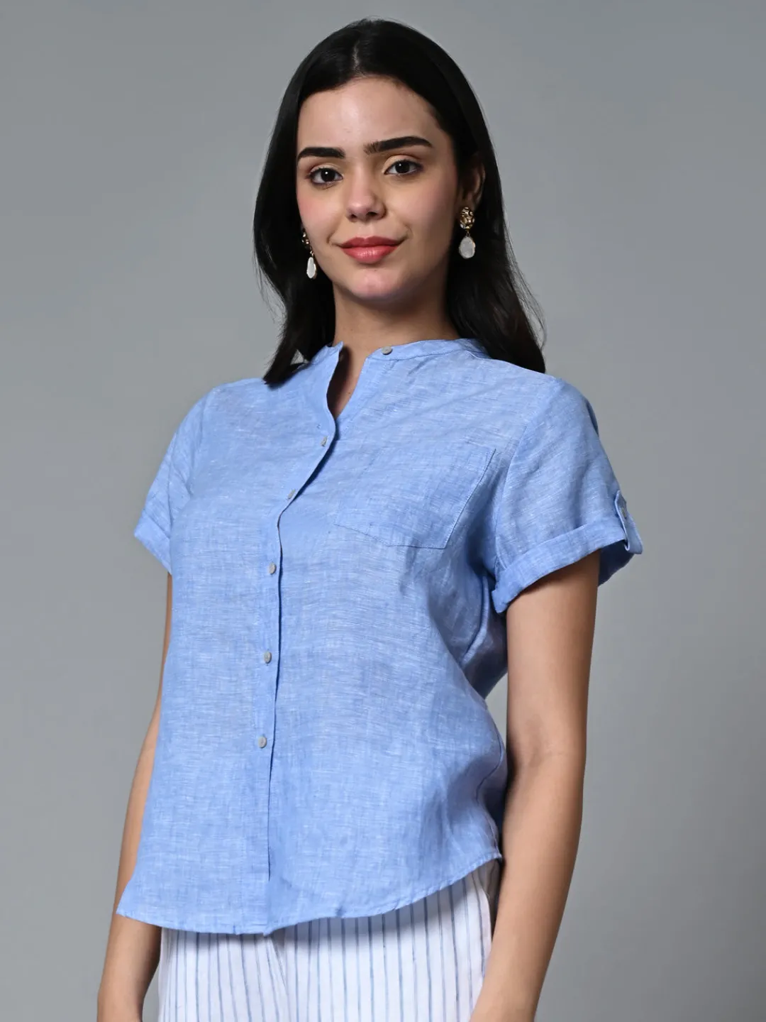 Women Cottonworld Tops & Shirts | Tops & Shirts^Women's Linen Regular Fit Blouse