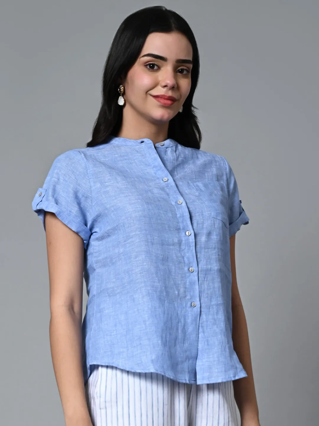 Women Cottonworld Tops & Shirts | Tops & Shirts^Women's Linen Regular Fit Blouse