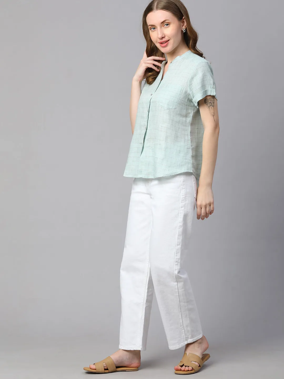 Women Cottonworld Tops & Shirts | Tops & Shirts^Women's Linen Slim Fit Blouse