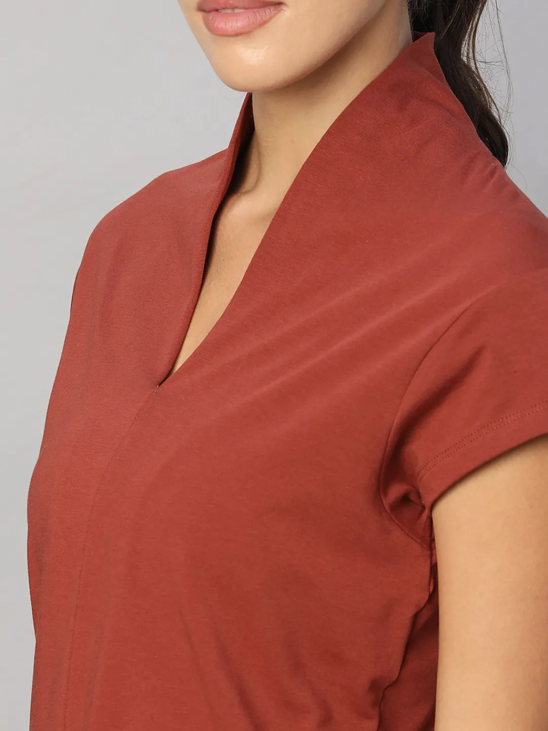 Women Cottonworld V-Neck^Women's Cotton Elastane Slim Fit Tshirt