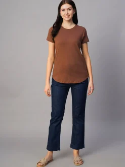 Women Cottonworld Round Neck | Regular Fit^Women's 100% Cotton Regular Fit Tshirt